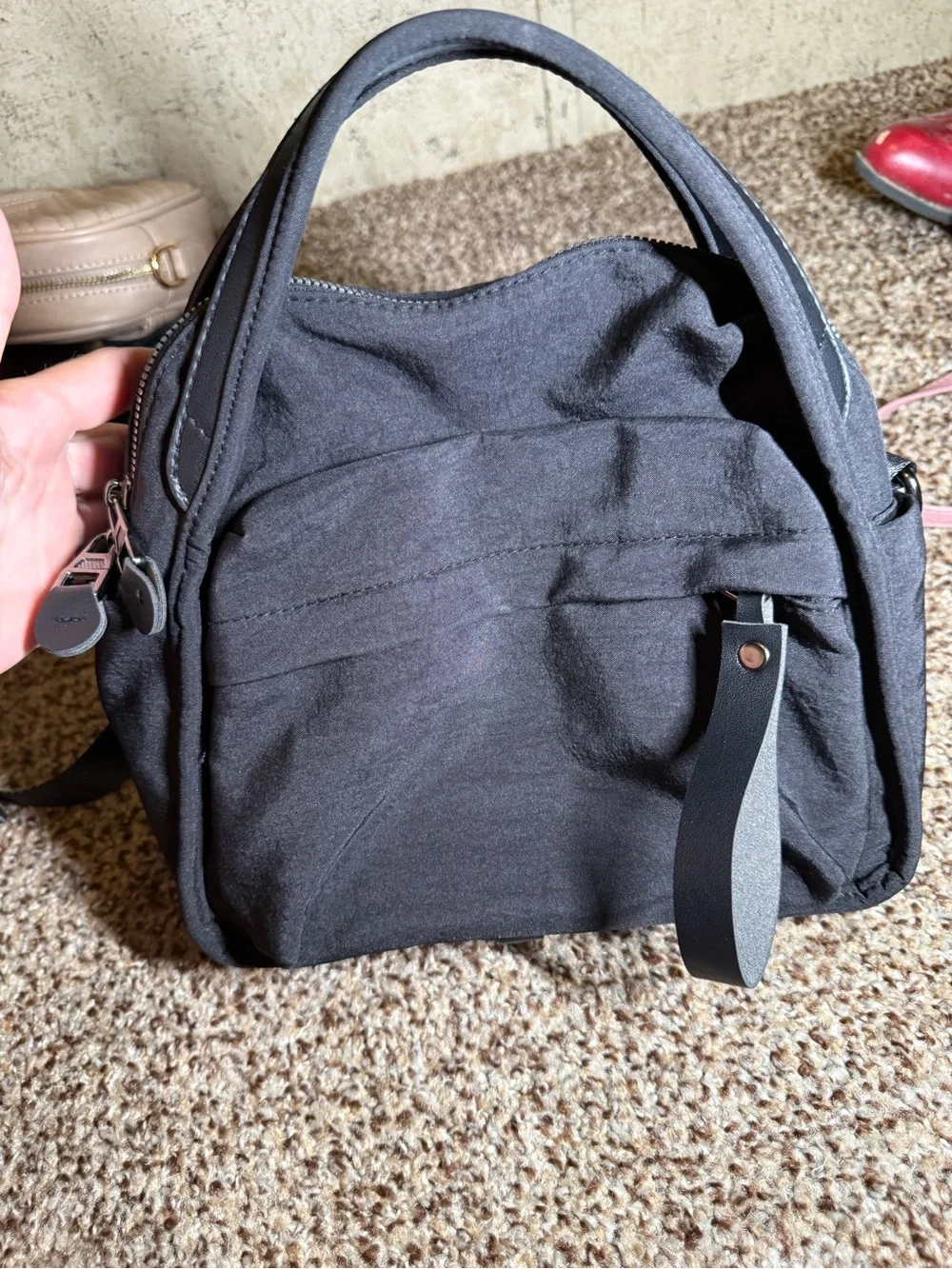 TikTok Black Canvas Tote-Style Crossbody Bag